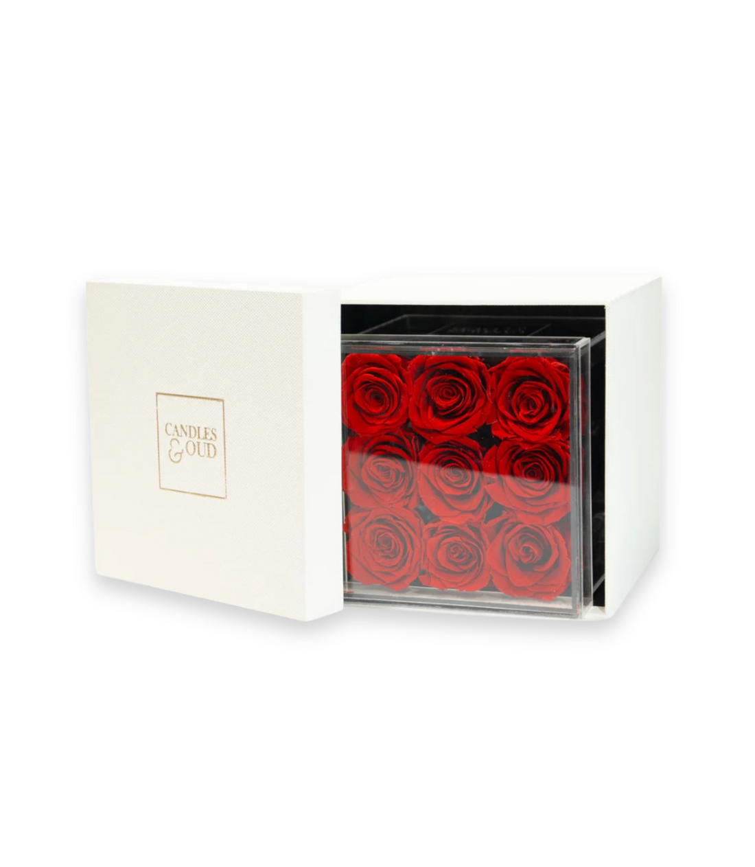 Preserved Red Roses in Clear Display Box