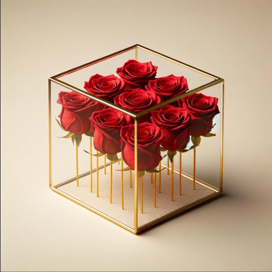 Preserved Red Roses in Clear Display Box