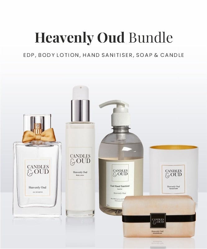 Heavenly Oud Eau de Parfum Candle Diffuser and Soap Bundle